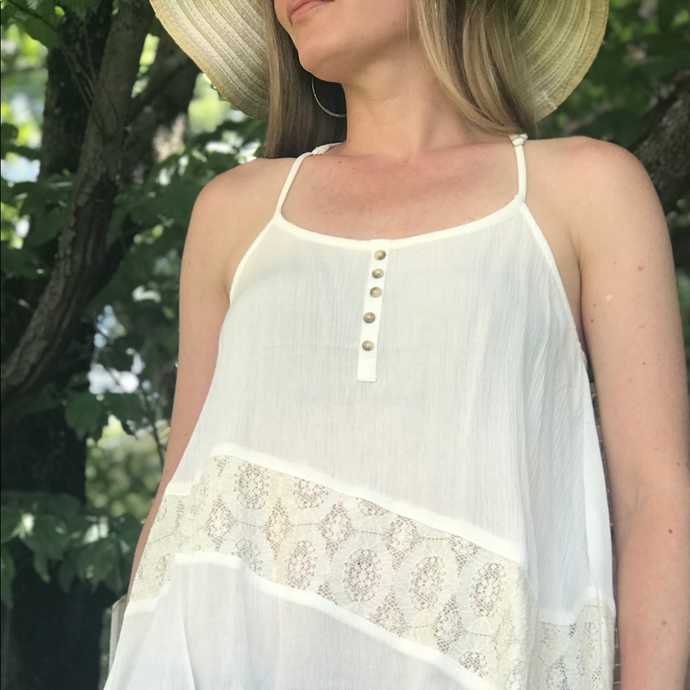 NWT Ivory Lace Racerback Tank - Picture 2 of 11